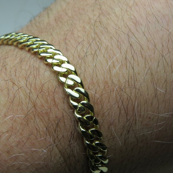 14k *925 Sterling Silver Men's Cuban Diamond Bracelet - Picture 7 of 7